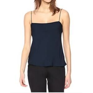 Theory Navy Silk Combo Slip Lined 100% Silk Top NWT I S